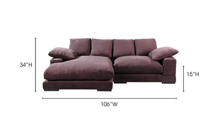 Plush Reversible Deep Seat Sectional Sofa, High Resilient Foam, Dark Brown