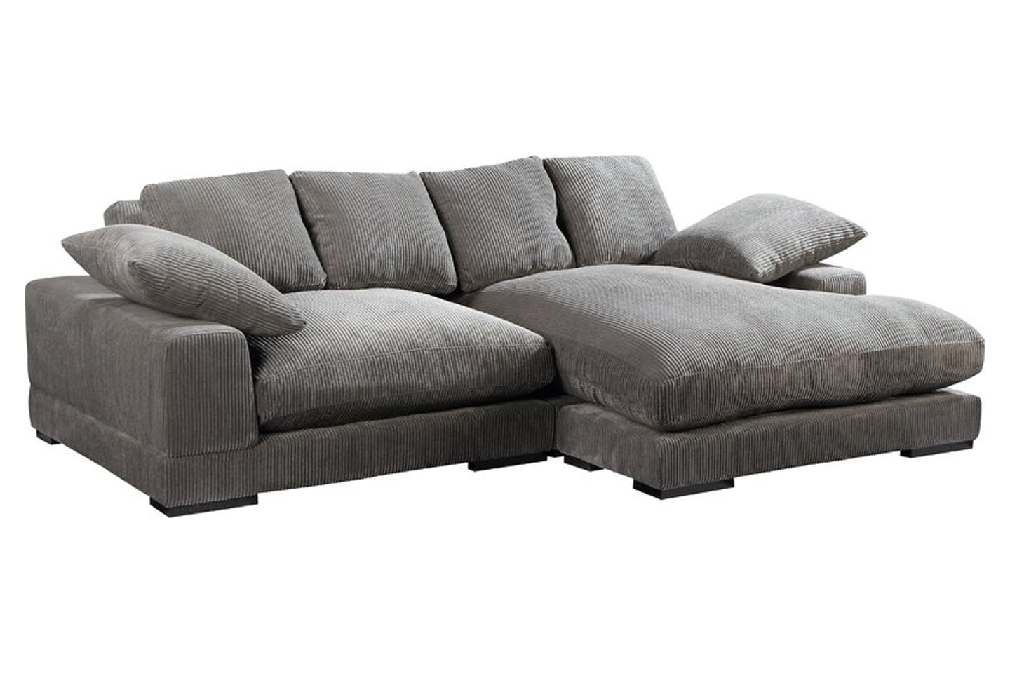 Plush Reversible Deep Seat Sectional Sofa, High Resilient Foam, Charcoal Gray