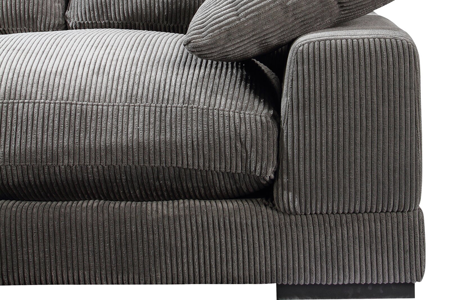 Plush Reversible Deep Seat Sectional Sofa, High Resilient Foam, Charcoal Gray