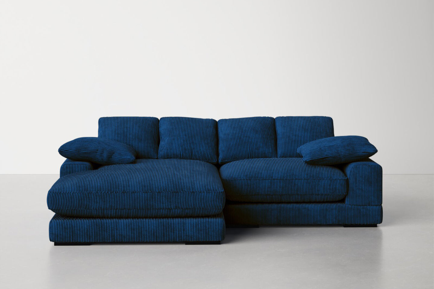 Plush Reversible Deep Seat Sectional Sofa, High Resilient Foam, Navy Blue