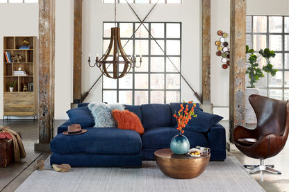 Plush Reversible Deep Seat Sectional Sofa, High Resilient Foam, Navy Blue