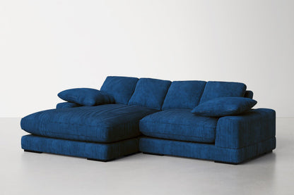 Plush Reversible Deep Seat Sectional Sofa, High Resilient Foam, Navy Blue