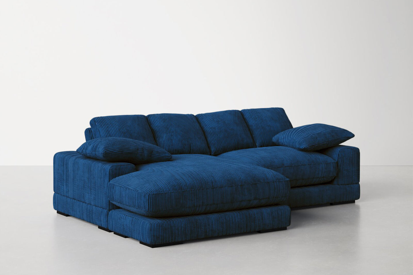 Plush Reversible Deep Seat Sectional Sofa, High Resilient Foam, Navy Blue