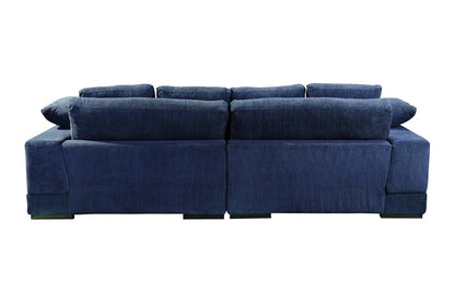 Plush Reversible Deep Seat Sectional Sofa, High Resilient Foam, Navy Blue