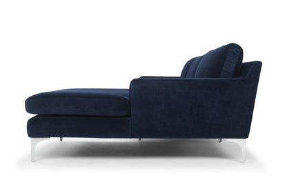 Jones Sectional Sofa With Chaise, Left Facing, Blue, Velvet