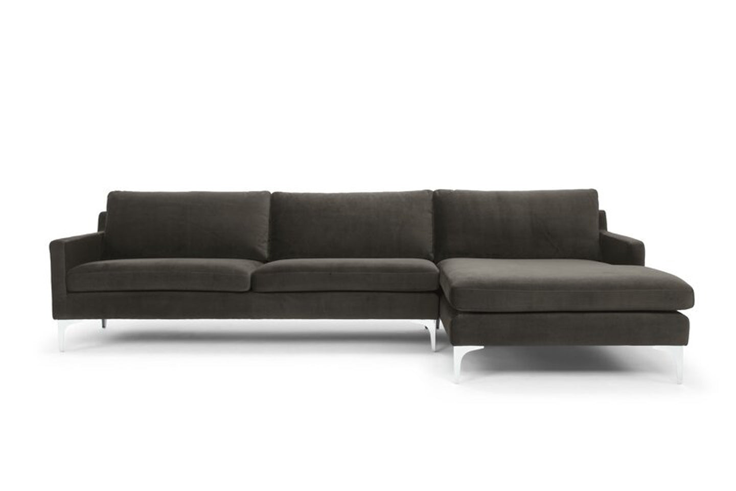 Jones Sectional Sofa With Chaise, Left Facing, Dark Gray, Velvet