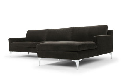 Jones Sectional Sofa With Chaise, Left Facing, Dark Gray, Velvet