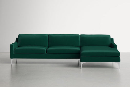 Jones Sectional Sofa With Chaise, Left Facing, Green, Velvet