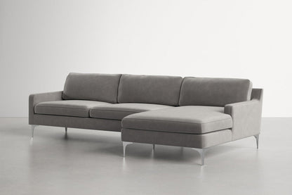 Jones Sectional Sofa With Chaise, Left Facing, Light Gray, Velvet