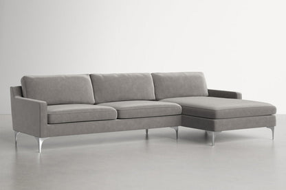 Jones Sectional Sofa With Chaise, Left Facing, Light Gray, Velvet