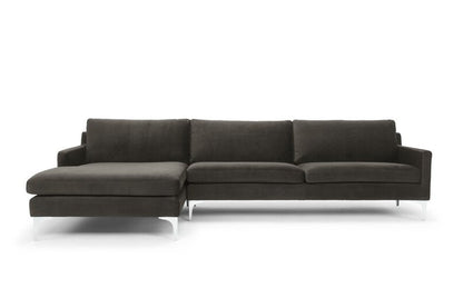 Jones Sectional Sofa With Chaise, Right Facing, Dark Gray, Velvet