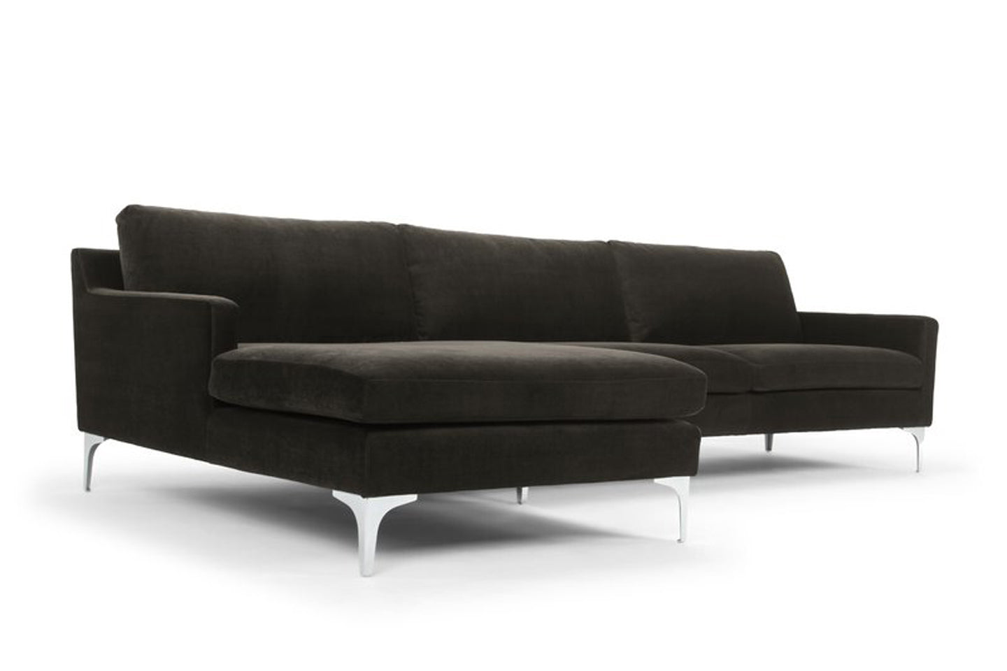 Jones Sectional Sofa With Chaise, Right Facing, Dark Gray, Velvet