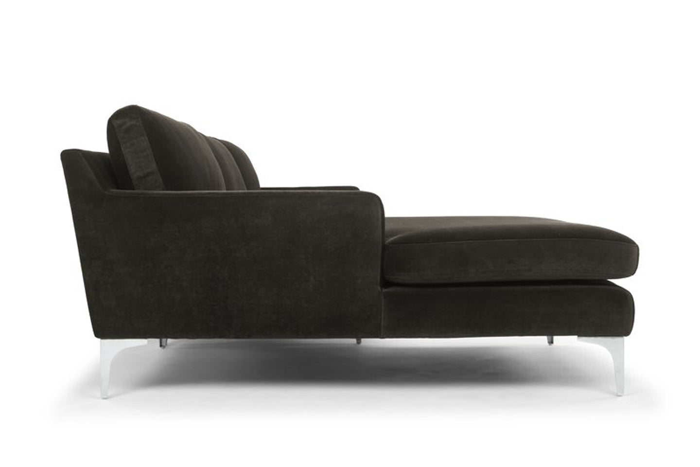 Jones Sectional Sofa With Chaise, Right Facing, Dark Gray, Velvet