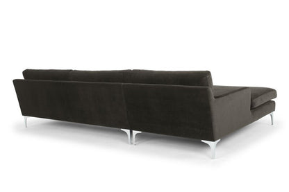 Jones Sectional Sofa With Chaise, Right Facing, Dark Gray, Velvet