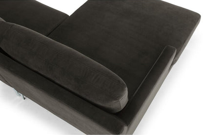 Jones Sectional Sofa With Chaise, Right Facing, Dark Gray, Velvet