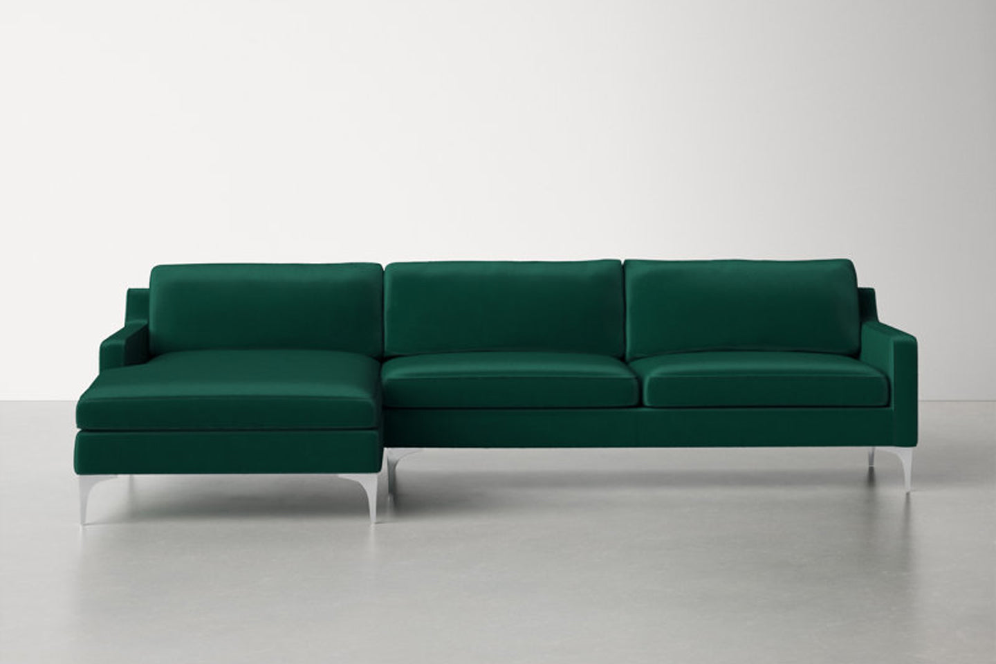 Jones Sectional Sofa With Chaise, Right Facing, Green, Velvet