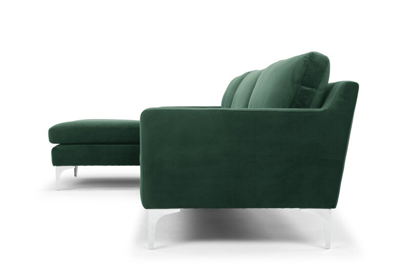 Jones Sectional Sofa With Chaise, Right Facing, Green, Velvet