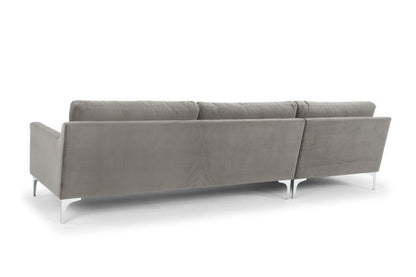 Jones Sectional Sofa With Chaise, Right Facing, Light Gray, Velvet