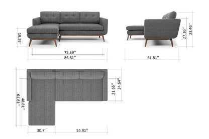 Glen 2 - Piece Upholstered Sectional, Right Facing, Dark Gray