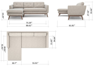 Glen 2 - Piece Upholstered Sectional, Right Facing, Venga Mole Light Gray