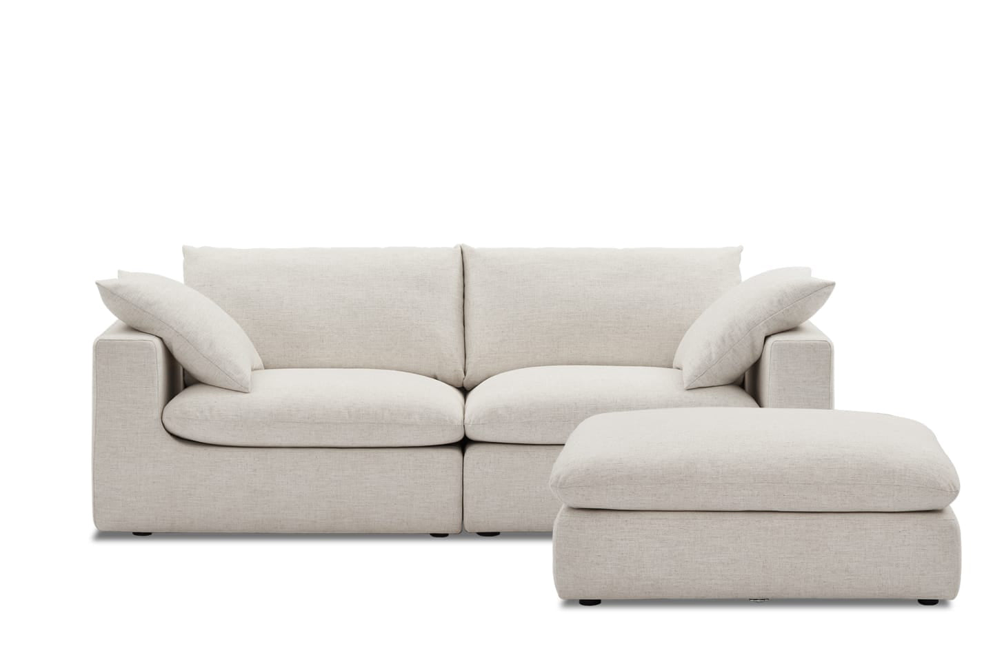 Dawson Sofa With Ottoman, 2 Seater, Ivory