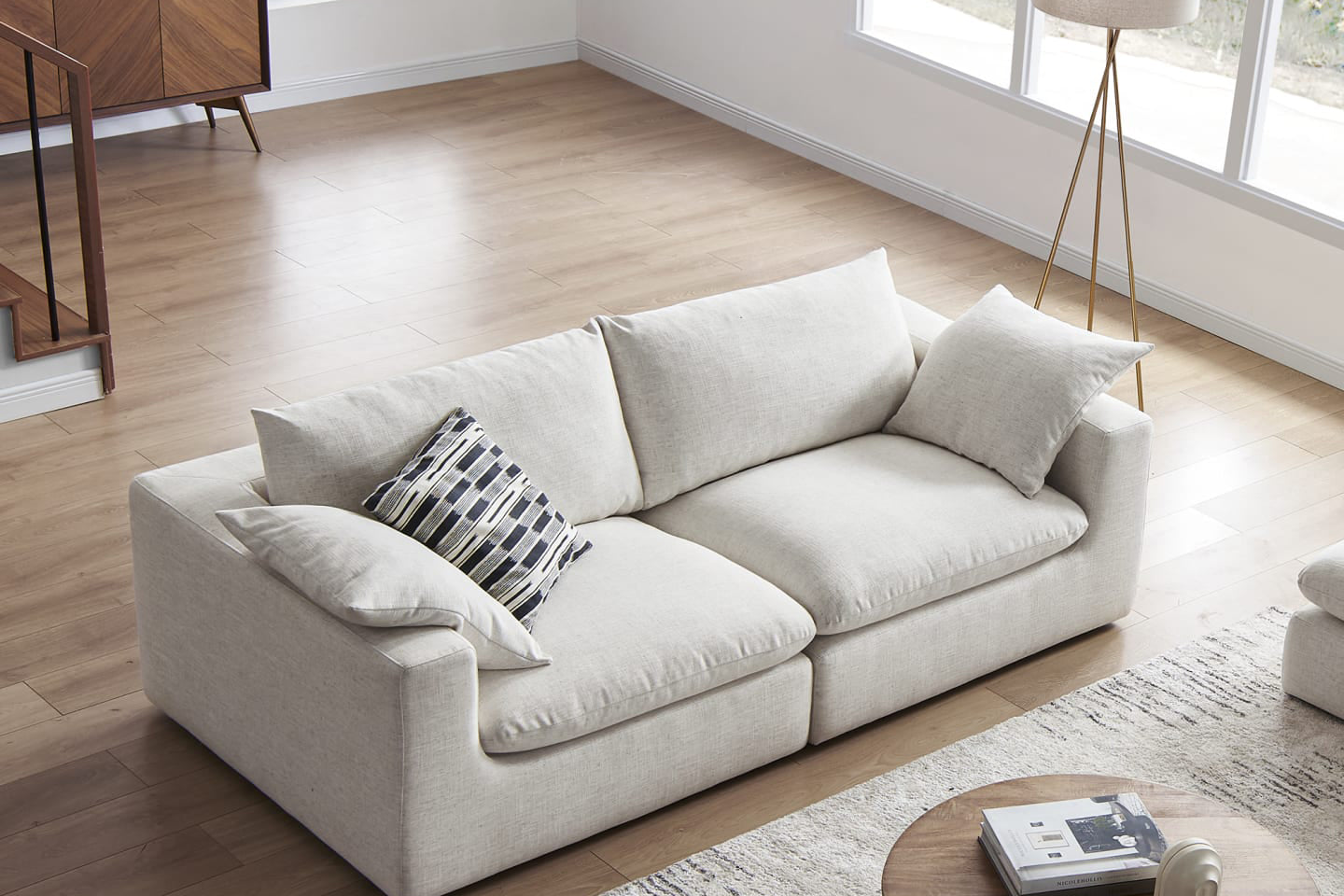 Dawson Sofa With Ottoman, 2 Seater, Ivory