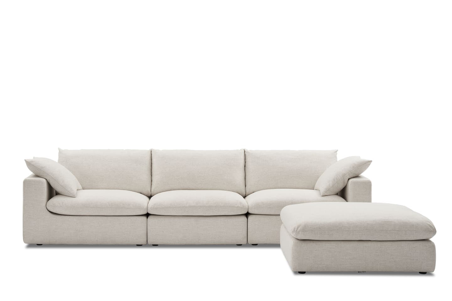 Dawson Sofa With Ottoman, 3 Seater, Ivory