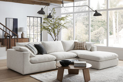 Dawson Sofa With Ottoman, 3 Seater, Ivory