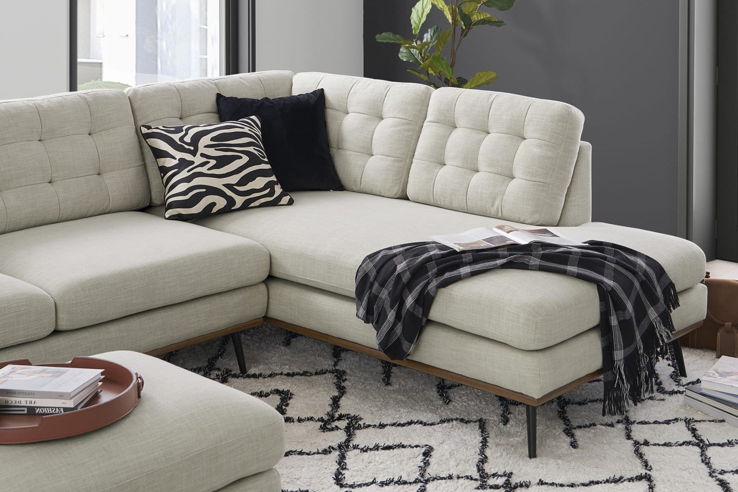 Loft Bumper Chaise Sectional Sofa, Left Facing, Beige