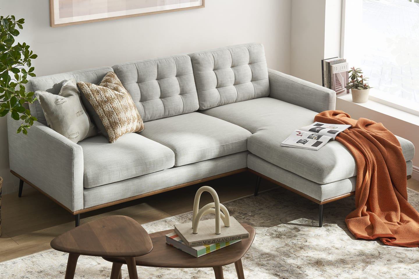 Loft Reversible Sectional Sofa, Beige