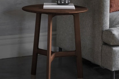 Safia Round Side Table, Walnut