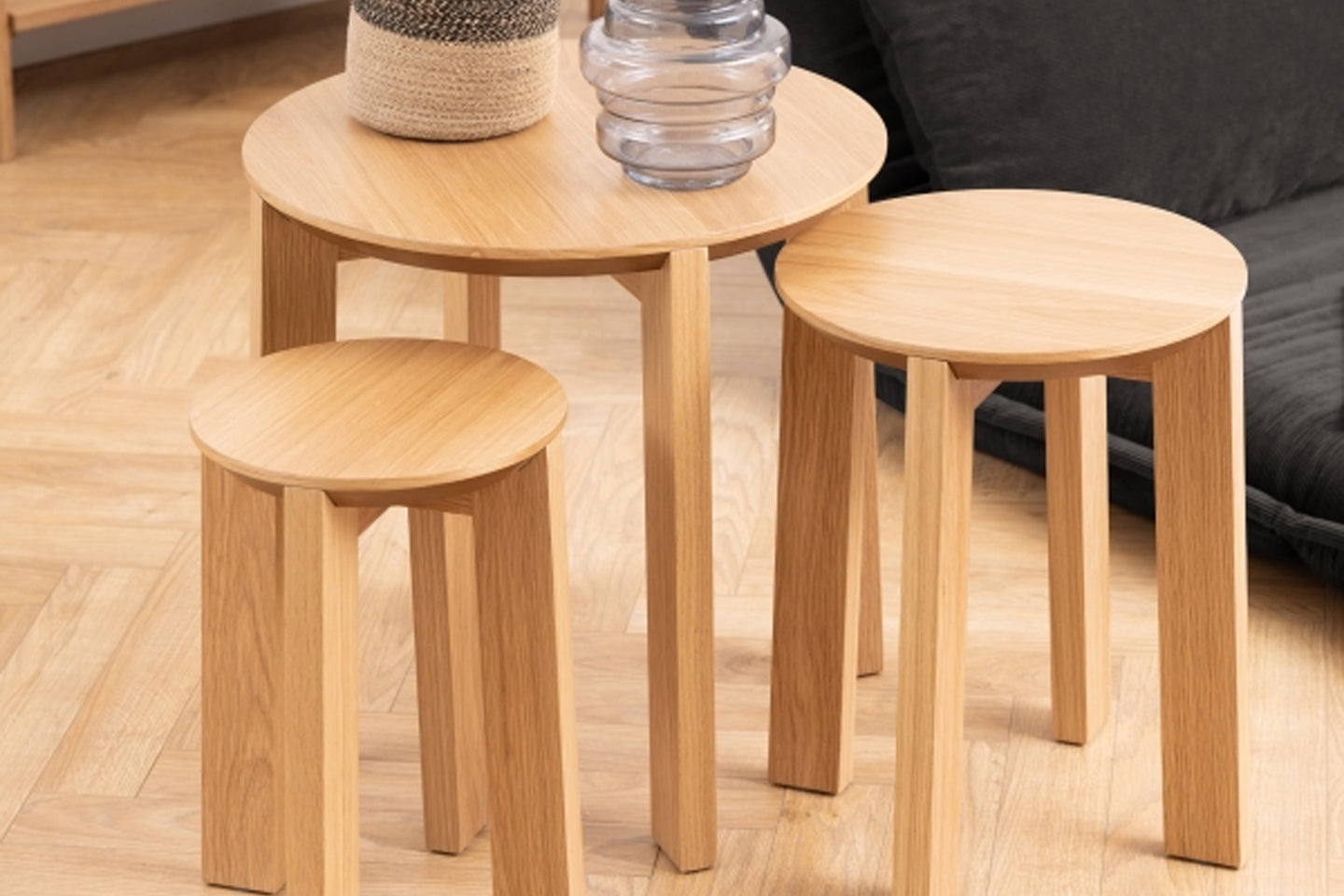 Maxime Set Of 3 Nesting Side Tables, Natural