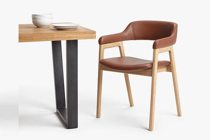 Atlas Dining Chair, Brown PU Leather