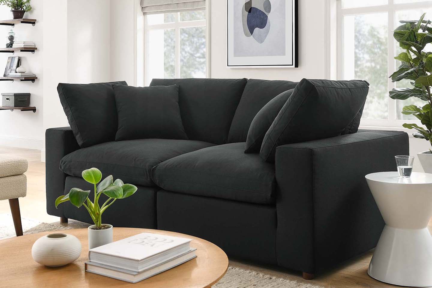 Commix Sectional Sofa, 2 Seater, Black