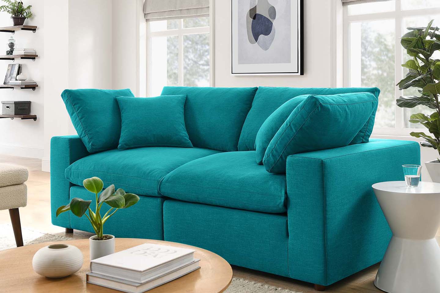 Commix Sectional Sofa, 2 Seater, Teal