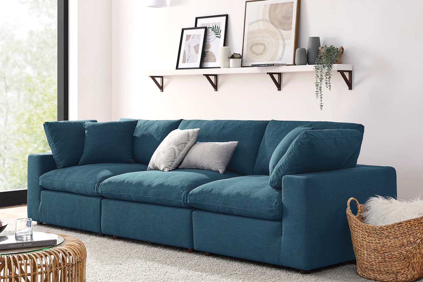 Commix Sectional Sofa, 3 Seater, Azure