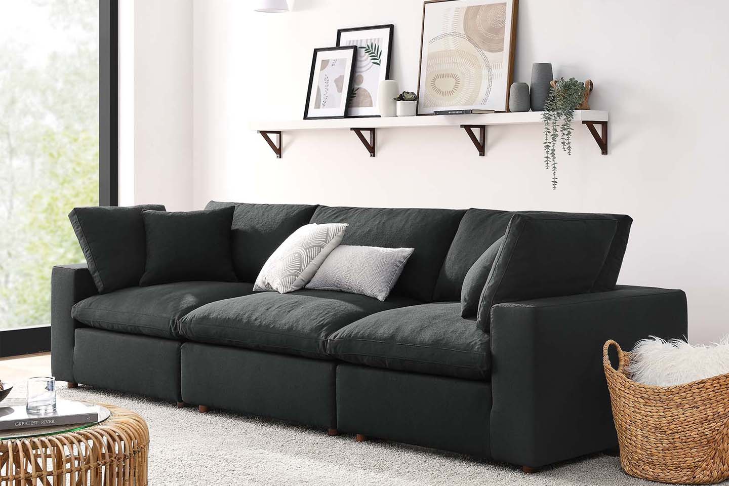 Commix Sectional Sofa, 3 Seater, Black