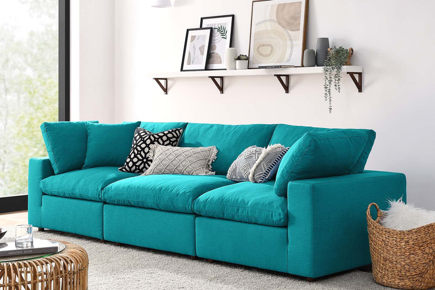 Commix Sectional Sofa, 3 Seater, Teal