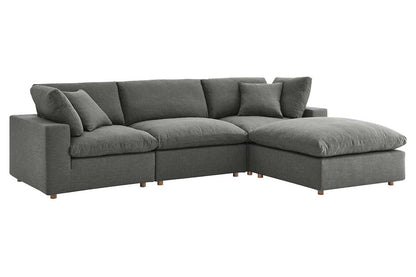 Commix Sectional Sofa With Ottoman, 3 Seater, Gray