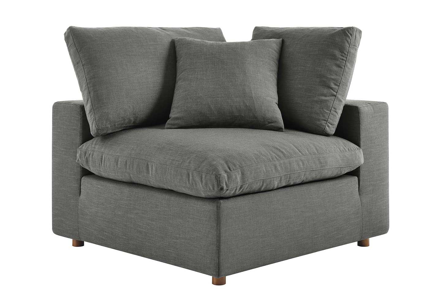 Commix Sectional Sofa With Ottoman, 3 Seater, Gray