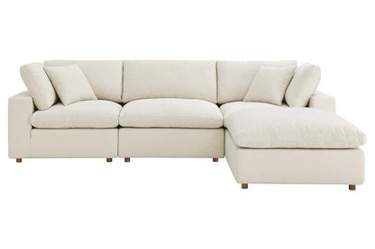 Commix Sectional Sofa With Ottoman, 3 Seater, Light Beige