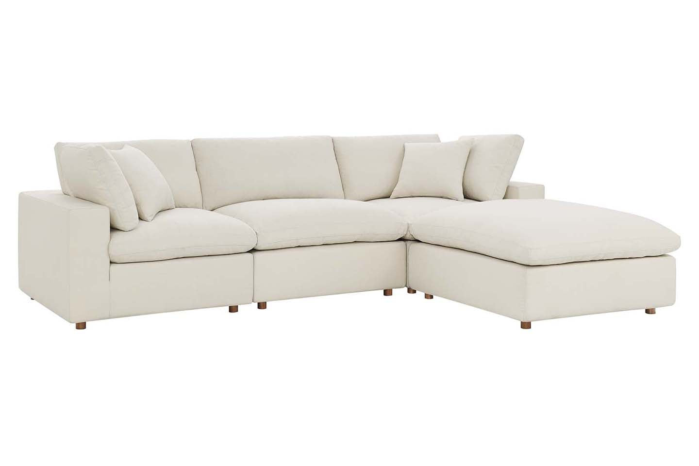 Commix Sectional Sofa With Ottoman, 3 Seater, Light Beige