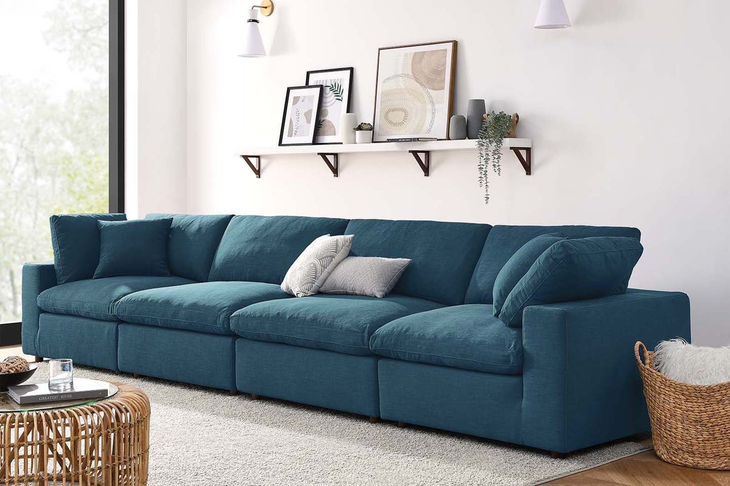 Commix Sectional Sofa, 4 Seater, Azure