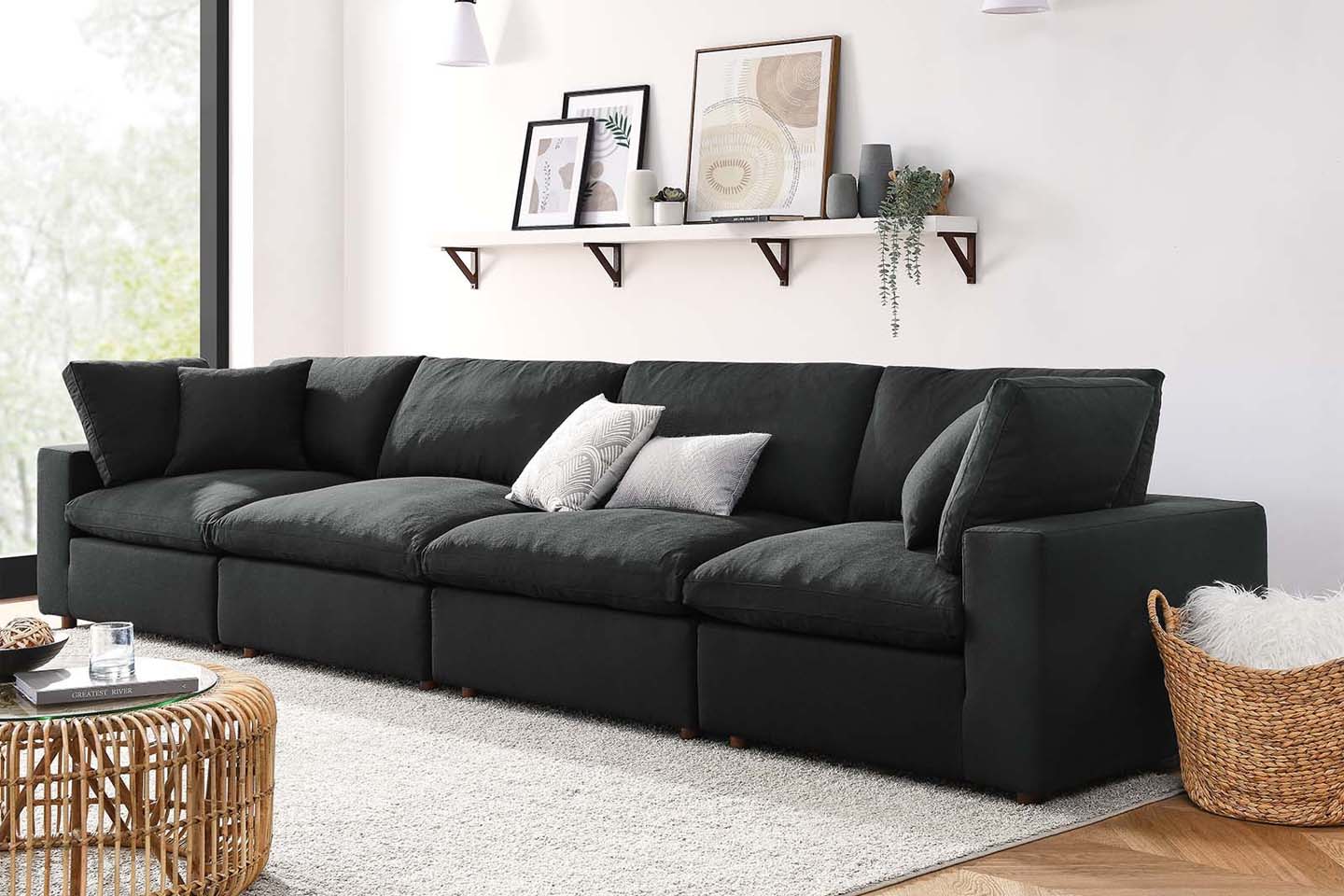 Commix Sectional Sofa, 4 Seater, Black