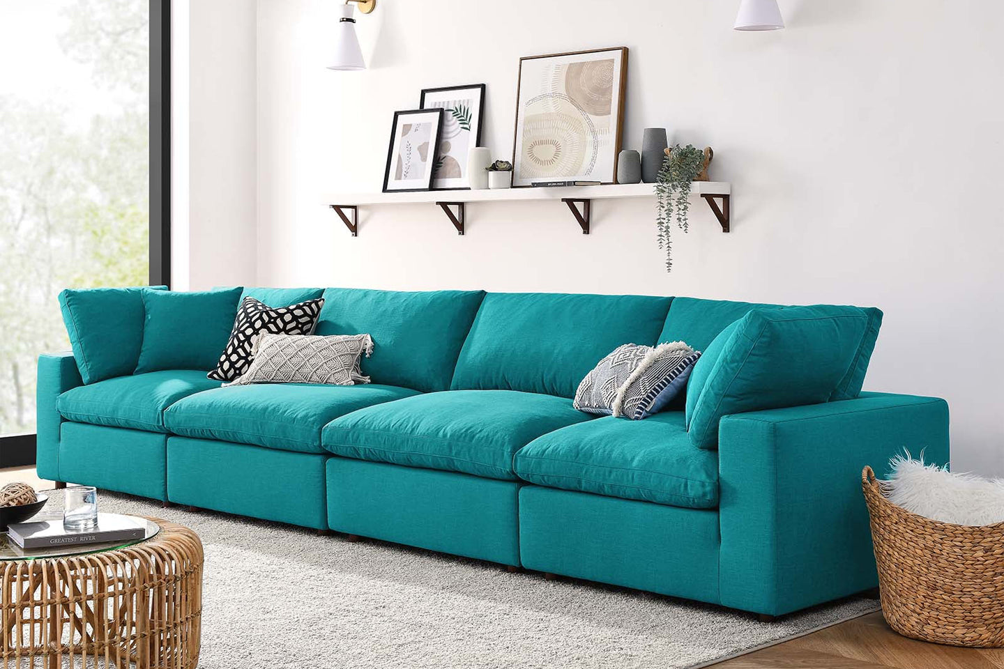 Commix Sectional Sofa, 4 Seater, Teal