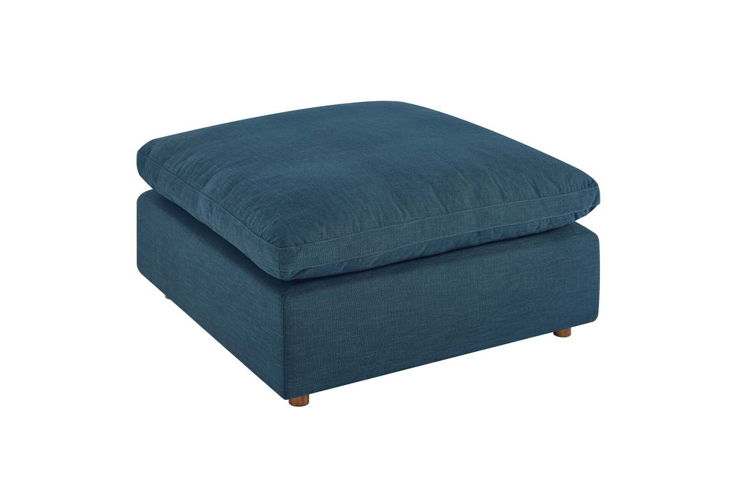 Commix Sectional Sofa With Ottoman, 3 Seater, Azure