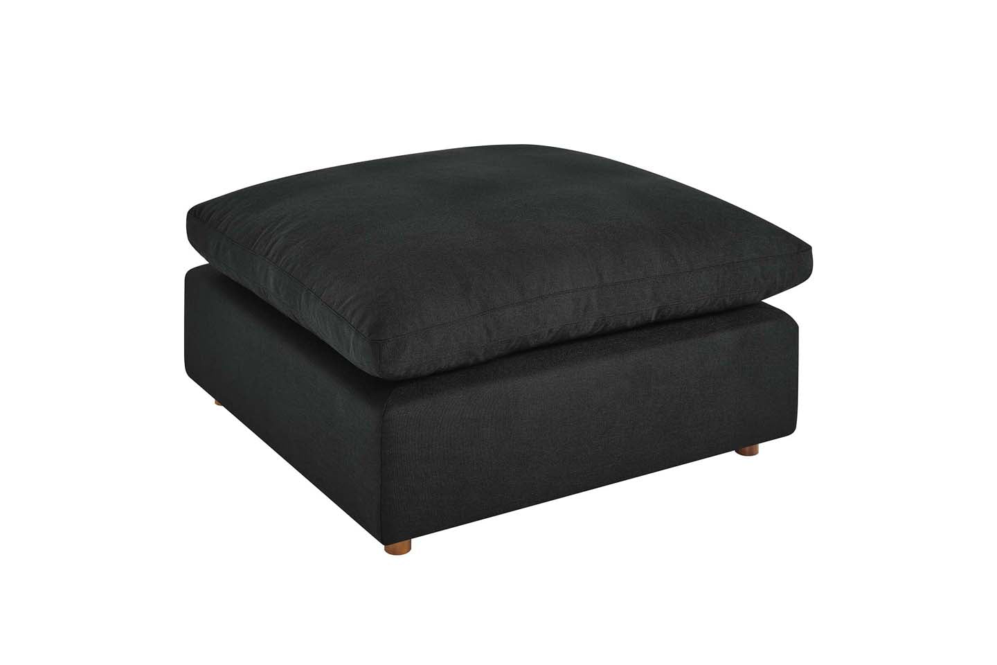 Commix Sectional Sofa With Ottoman, 3 Seater, Black