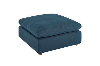 Commix Sectional Sofa With Ottoman, 4 Seater, Azure