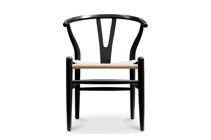 Wishbone Chair, Black with Natural Seat