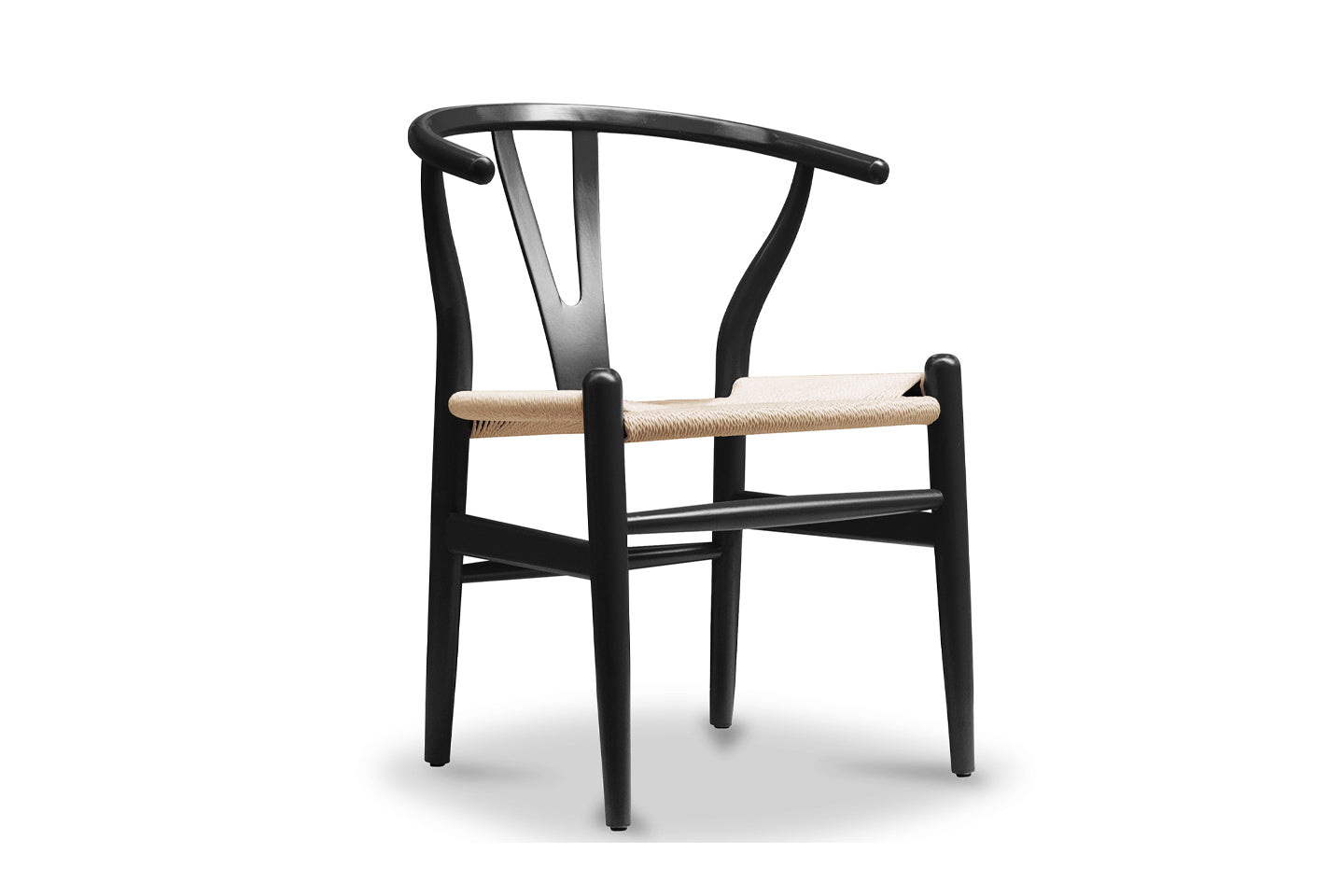 Wishbone Chair, Black with Natural Seat